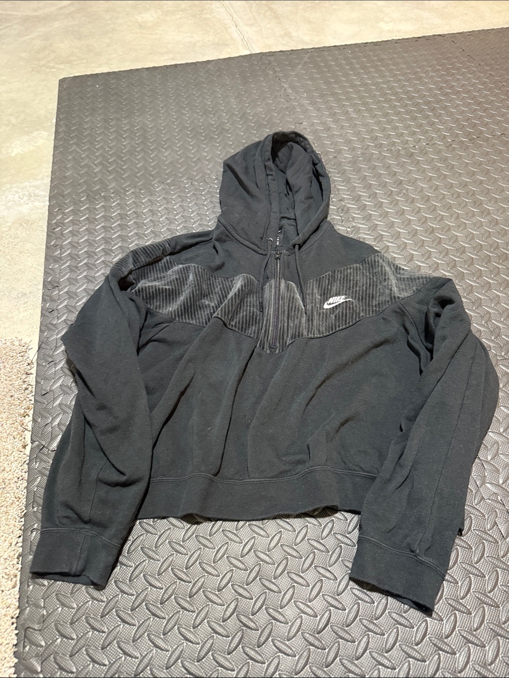 Nike Women's Heritage velour tracksuit half-zip crop hoodie/matching jogger L/XL - Picture 6 of 11